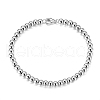Rhodium Plated 925 Sterling Silver Round Ball Chain Bracelets BJEW-I314-012A-P-1