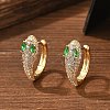 Brass Cubic Zirconia Hoop Earrings EJEW-D301-05G-02-1
