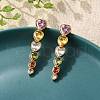 304 Stainless Steel Colorful Cubic Zirconia Tassel Stud Earrings EJEW-Z094-01G-G-1