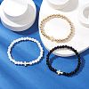 3Pcs 3 Styles CCB Plastic Beads & Opaque Acrylic Beads & ABS Plastic Imitation Pearl Round Beads Stretch Bracelet Set BJEW-JB11605-1