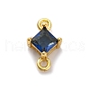 Brass Cubic Zirconia Rhombus Connector Charms KK-F894-12G-05-1