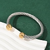 304 Stainless Steel Cuff Bangles BJEW-M136-01D-PG-3