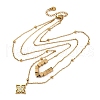 304 Stainless Steel Crystal Rhinestone Flower Pendant Double Layer Necklaces NJEW-R026-07G-4