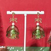 Christmas Tree Glass Dangle Stud Earrings with Shell Pearl Beaded EJEW-TA00236-3
