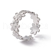 Non-Tarnish 304 Stainless Steel Ring Flower Wrap Open Cuff Ring for Women RJEW-C045-17P-1