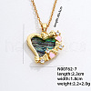 Fashionable Brass Pave Natural Paua Shell & Clear Cubic Zirconia Pendant Necklaces for Daily Parties QO9830-4-1