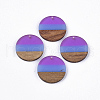 Two Tone Transparent Resin & Walnut Wood Pendants X-RESI-S358-78-A03-1