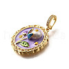 Brass Micro Pave Cubic Zirconia & Enamel Pendants KK-R222-08G-03-2
