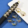 316 Stainless Steel with Natural Mixed Gemstone Cuff Rings RJEW-Z098-01G-10-1