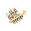 Brass Micro Pave Cubic Zirconia with Enamel Pendants KK-U062-33G-2