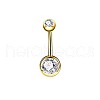 304 Stainless Steel Clear Cubic Zirconia 15 Gauge Round Belly Button Rings WGFD174-02-1