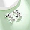 Bear Brass Stud Earrings EJEW-D322-04P-2