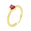 Mother's Day Rings Cubic Zircona Heart Open Cuff Ring RJEW-H103-05G-4