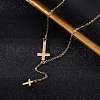 304 Stainless Steel Cross Pendant Necklaces for Women NJEW-Z065-05G-2