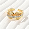 Brass Micro Pave Cubic Zirconia Cuff Rings RJEW-D307-05G-C-5
