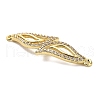 Brass Micro Pave Clear Cubic Zirconia Double Leaves Connector Charms KK-L229-057G-2