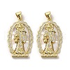 Brass Pave Shell Pendants KK-I708-16I-G-1