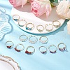 3Pcs Natural Mixed Stone Bead Finger Ring RJEW-JR00855-1