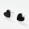 Sweet S925 Sterling Silver Black Agate Heart Stud Earrings AK6007-4