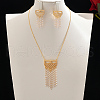 Elegant Middle Eastern Style Brass Micro Pave Cubic Zirconia Tassels Earrings & Necklaces Set for Women XY2551-4
