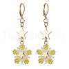 Brass Glass Seed Beads Flower Leverback Earrings EJEW-MZ00426-02-2