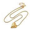 304 Stainless Steel Textured Heart Pendant Snake Chain Necklaces NJEW-U026-11G-4