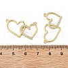 Brass Micro Pave Clear Cubic Zirconia Interlocking Double Heart Pendants KK-M325-12G-3