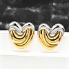 304 Stainless Steel Two-tone Stud Earrings for Women EJEW-R023-01GP-01-1