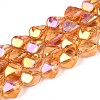 Electroplate Transparent Glass Beads Strands EGLA-N017-02C-1