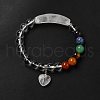 Natural Quartz Crystal & Mixed Gemstone Beaded Stretch Bracelet with Heart Charm for Women BJEW-K164-B25-3