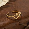 Heart 304 Stainless Steel Open Cuff Rings RJEW-R014-03G-01-3