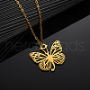 304 Stainless Steel Butterfly Initial Pendant Necklaces WG80197-10-1