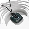 Natural Indian Agate Square Pendants Black PU Leather Cord Necklaces NJEW-K285-01E-1