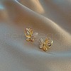 Butterfly Alloy Crystal Rhinestone Stud Earrings FS-WG77936-01-4