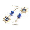 Evil Eye with Sun Resin Glass Seed Beads Dangle Earrings EJEW-MZ00421-4