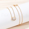 Brass Pave Clear Cubic Zirconia Pendant Necklaces for Women NJEW-Z079-02G-02-3