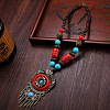 Ethnic Style Alloy & Wood & Resin Pendant Necklaces FS-WG5842A-01-2