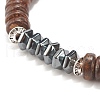 Coconut & Synthetic Hematite Stretch Bracelet BJEW-JB07990-4