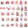 60Pcs Retro Pink PVC Waterproof Stickers Set PW-WG43952-01-2