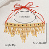 Vintage Brass Pave Red and Green Cubic Zirconia Tassel Pendant Statament Bib Necklaces for Women Wedding Party MK3837-5