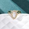 Brass Micro Pave Cubic Zirconia Shell Cuff Rings KK-D363-24A-G-5