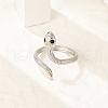 304 Stainless Steel Black Enamel Cuff Rings for Women RJEW-G338-05P-3