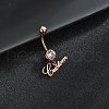 316L Surgical Stainless Steel Crystal Rhinestone Customized Letter Dangle Bell Rings WG2E06F-03-1