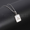 Rectangle Stainless Steel Pave Natural White Shell Pendant Necklaces FS-WG3D812-01-1