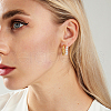 Fashionable Brass Imitation Pearl Square Stud Earrings HD0579-1