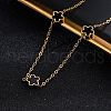 304 Stainless Steel & Imitation Black Shell Flower Link Chain Necklaces NJEW-R026-25G-2