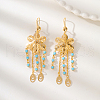 Elegant Brass Flower with Oval Tassel Hoop Earrings PF9976-2-2