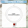 FIBLOOM 8Pcs 8 Styles Natural Mixed Gemstone Heart Pendant Necklace with Alloy Chains NJEW-FI0001-45-2