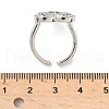 Heart Brass Micro Pave Cubic Zirconia Cuff Rings for Women RJEW-A069-12P-04-5