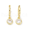 Flat Round Rack Plating Brass Cubic Zirconia Hoop Earrings X-EJEW-K245-22G-1